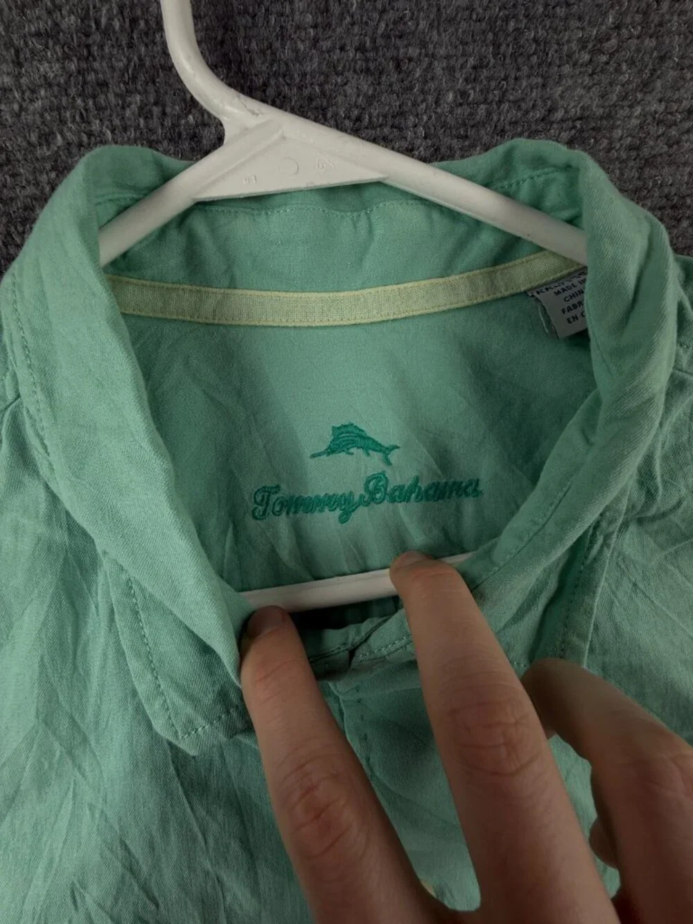 Tommy Bahama Silk Cotton Spandex Button Up Shirt Short Sleeve Light Green 2XL